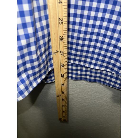Ralph Lauren Shirt Mens X-Large Blue Gingham Slim Fit Stretch Oxford Flesh - Picture 6 of 9